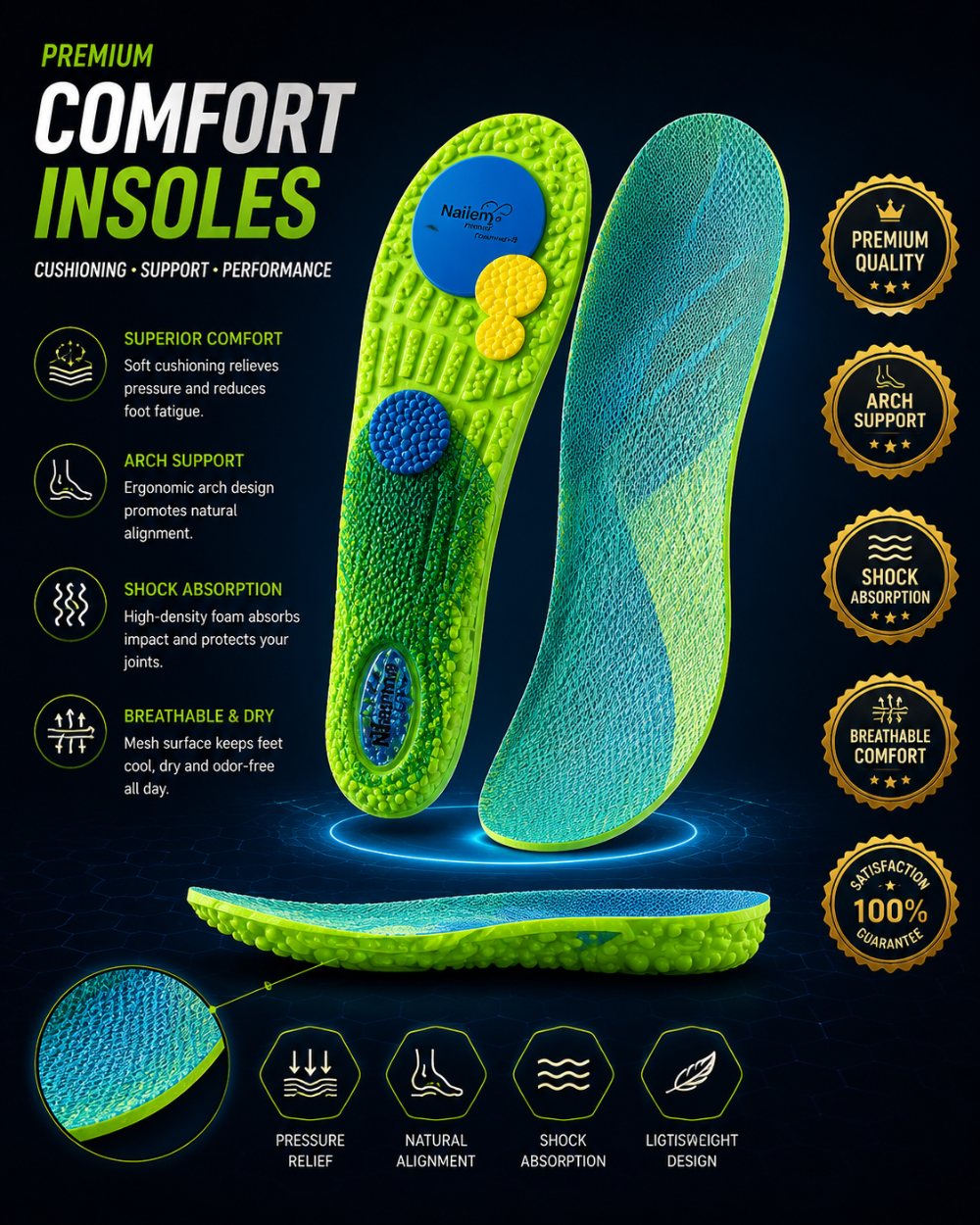 CloudStep™ — Air Cushion Comfort Insoles for Running & All-Day Standing