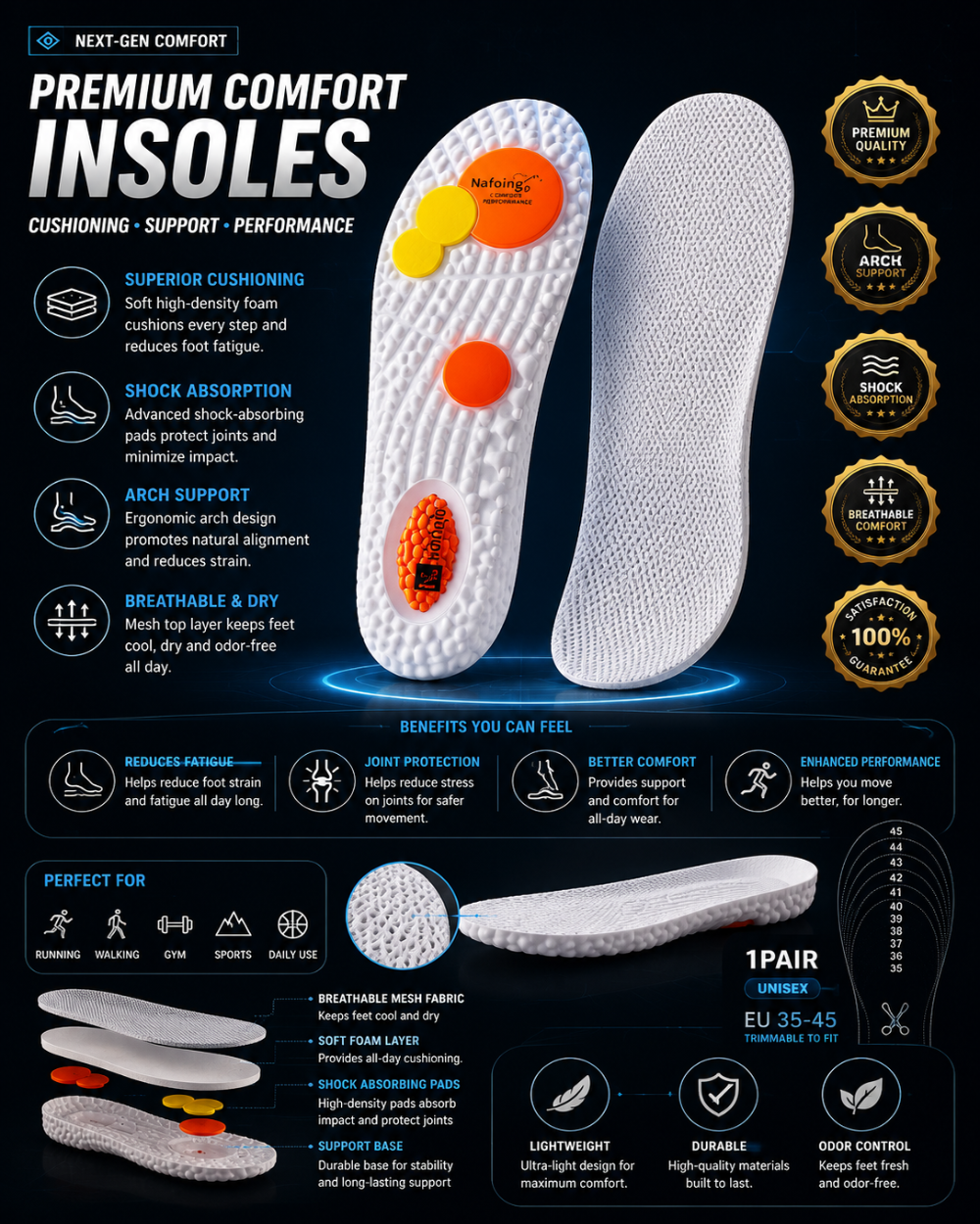 CloudStep™ — Air Cushion Comfort Insoles for Running & All-Day Standing