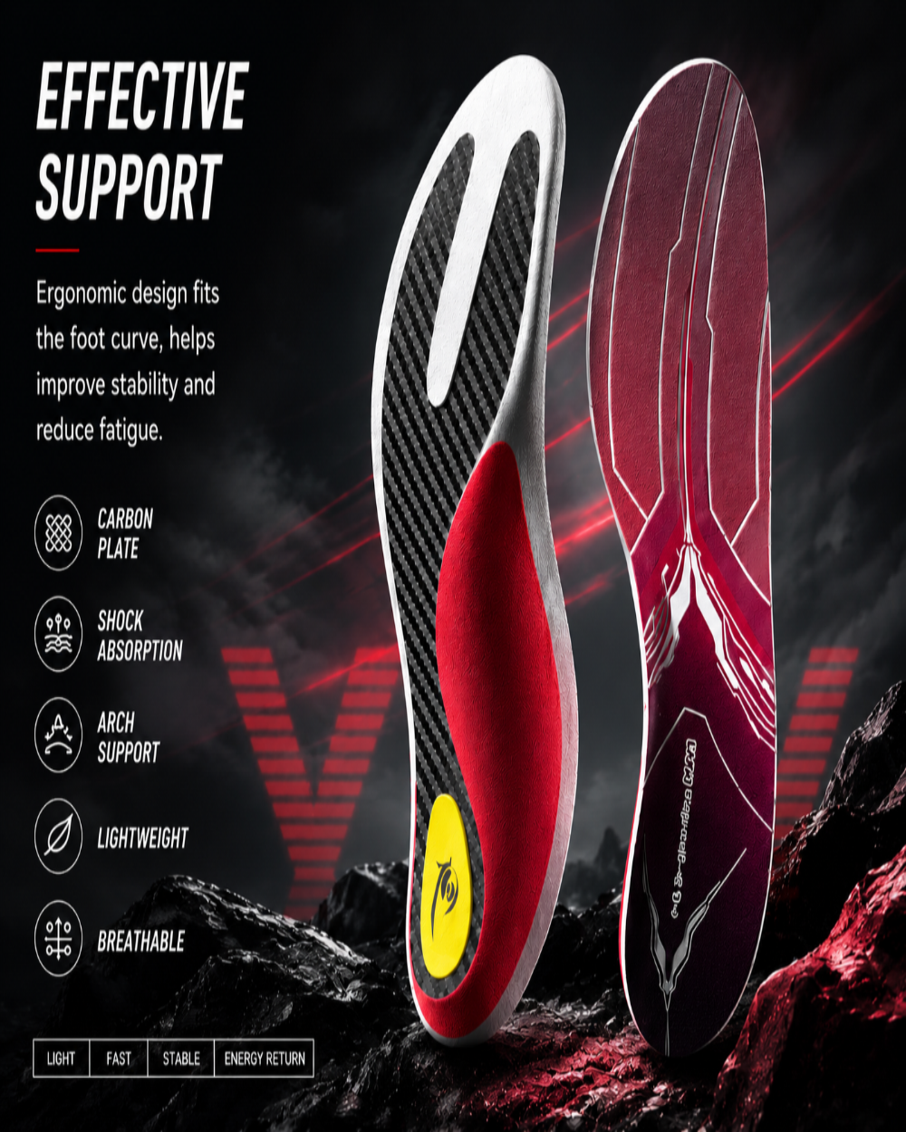 DRAKO FROST — Carbon Plate Insoles for Badminton & Tennis
