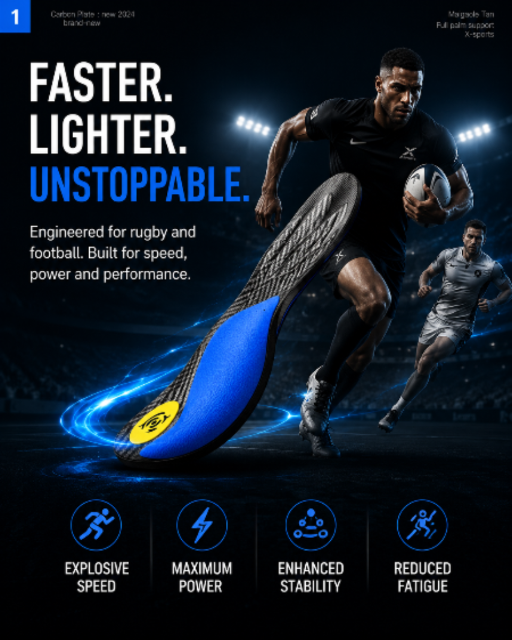 DRAKO STORM — Carbon Plate Insoles for Football & Rugby