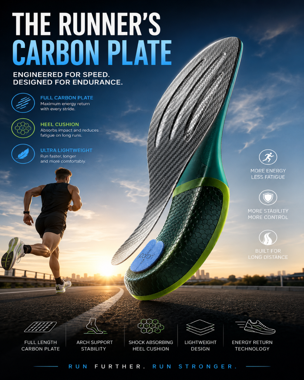 DRAKO RAPTOR — Carbon Plate Insoles for Running & Hiking